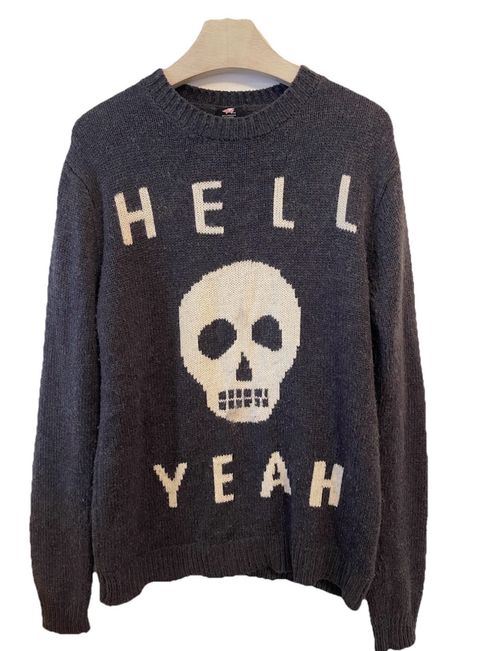Glamour Kills Sweater Hell Yeah Small Gray Crewneck Pullover